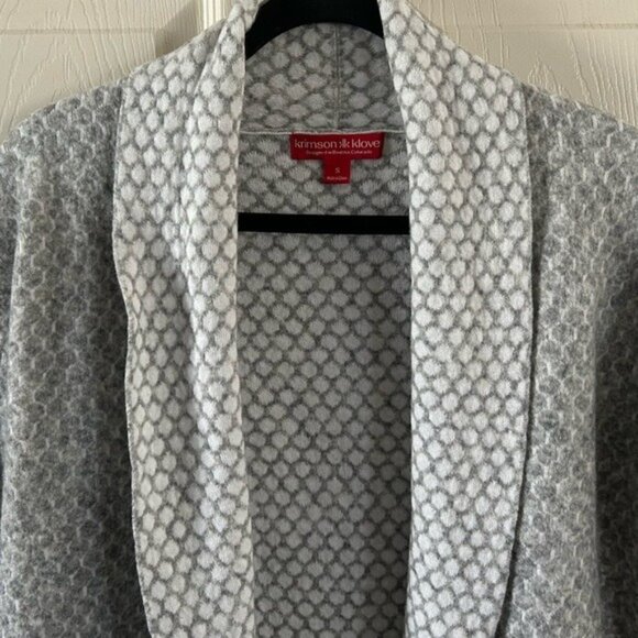 Krimson Klove Gray Honeycomb Open Cover Cardigan Sweater Sz Small Merino Viscose - Picture 2 of 15